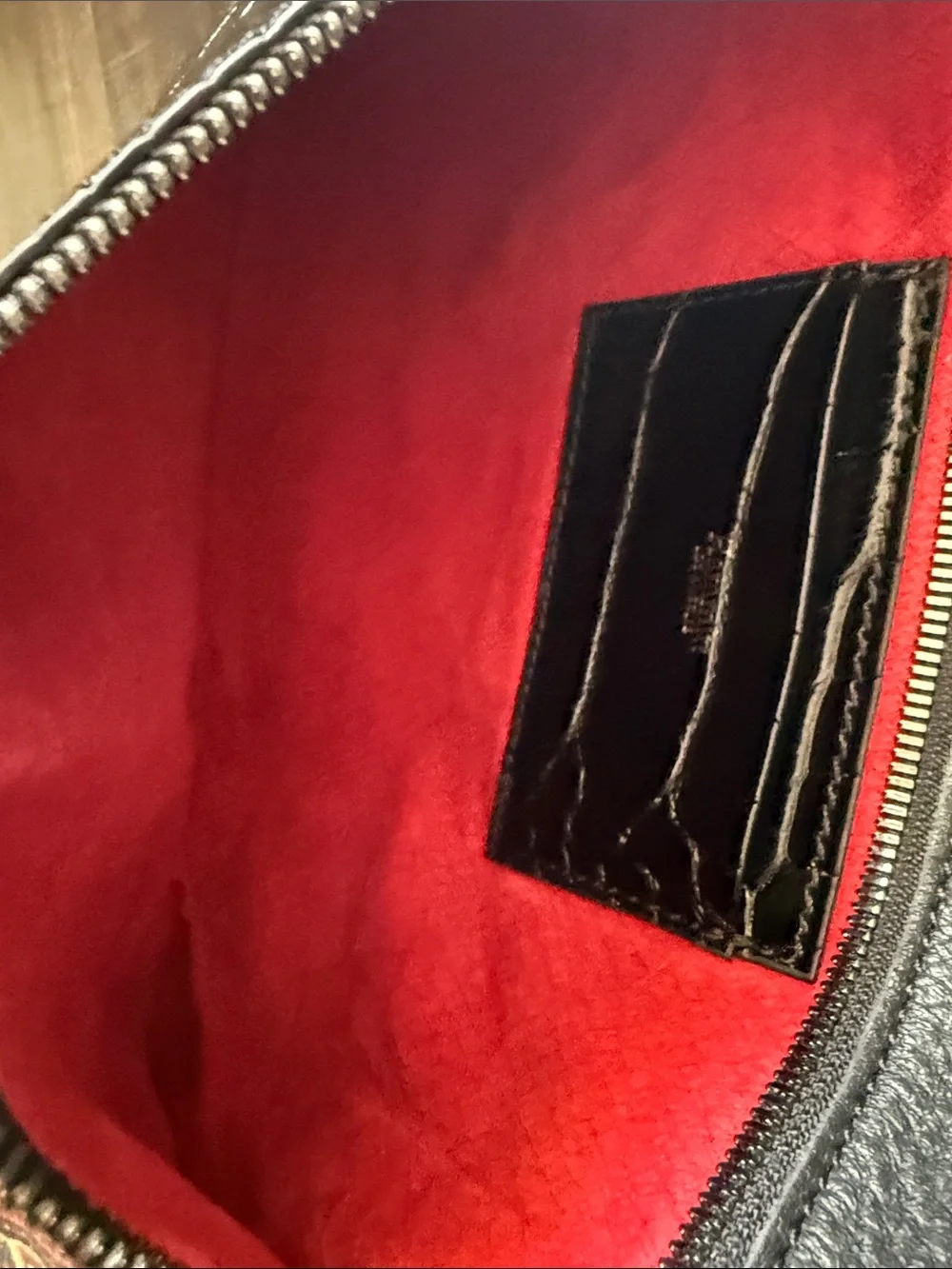 Hammitt Black Croc-Embossed Foldover Clutch